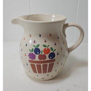 New Avenues Orchard Ceramic Pitcher Vintage 1984 Floral Cottagecore 7 Inches